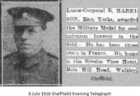 10959 Cpl E Harrison 8 July 1918 Sheffield Evening Telegraph1.jpg
